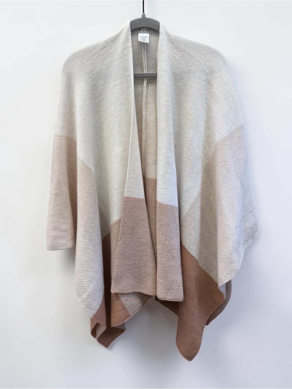Colorblock Knit Ruana Wrap Cardigan Shawl One Size
